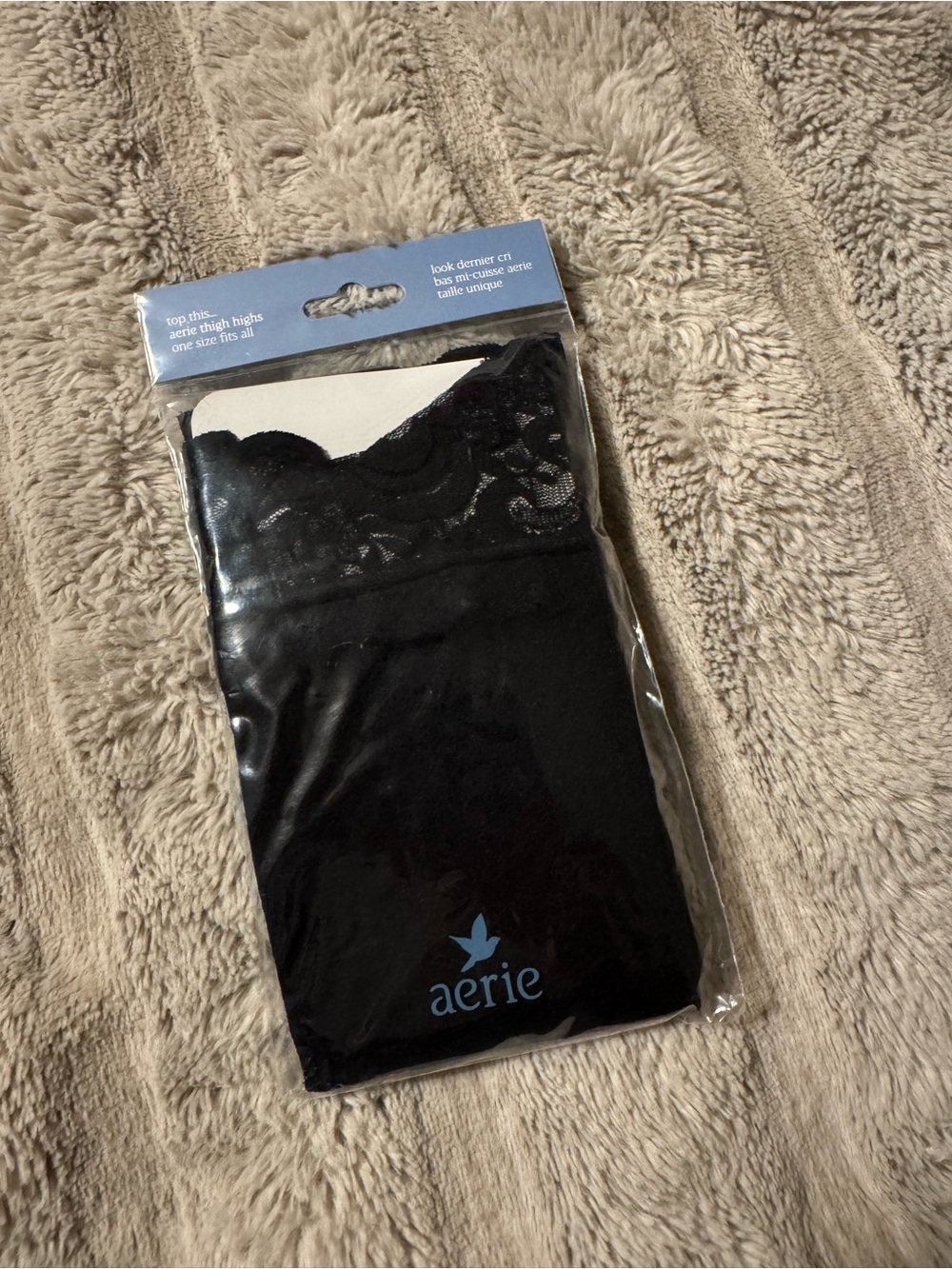 aerie Black Lace Top Thigh Highs